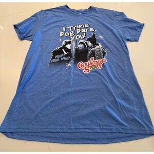 A Christmas Story Triple Dog Dare You Graphic T-Shirt Mens XL Blue Heather Tee